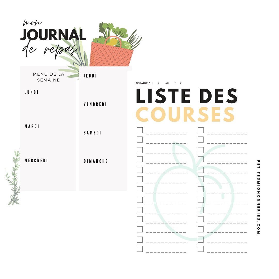 PLANNING (Repas, Courses, To Do List) GRATUIT à imprimer