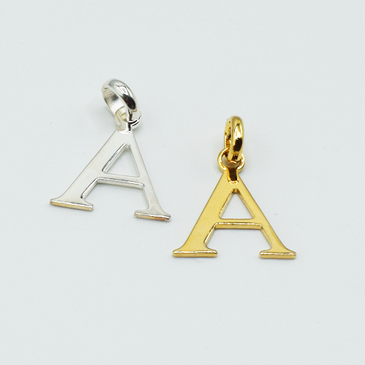 A - Pendentif Lettres Alphabétiques (Argent 925 ou Plaqué Or)