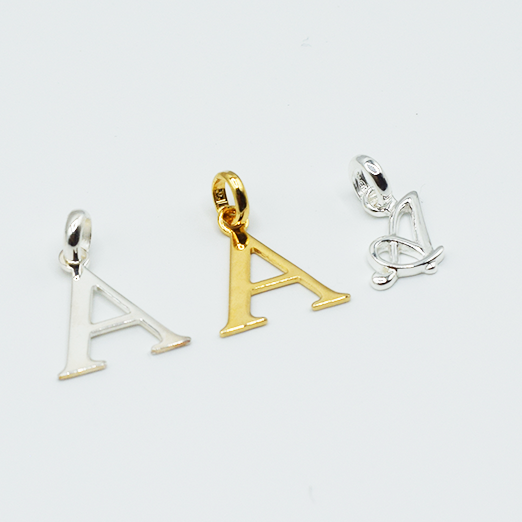 A - Pendentif Lettres Alphabétiques (Argent 925 ou Plaqué Or)