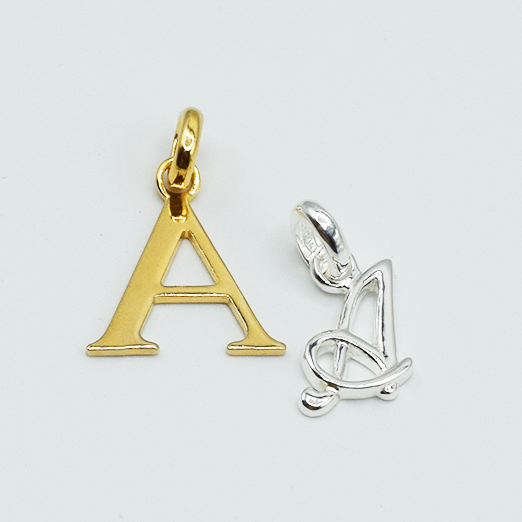 A - Pendentif Lettres Alphabétiques (Argent 925 ou Plaqué Or)