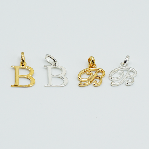 B - Pendentif Lettres Alphabétiques (Argent 925 ou Plaqué Or)