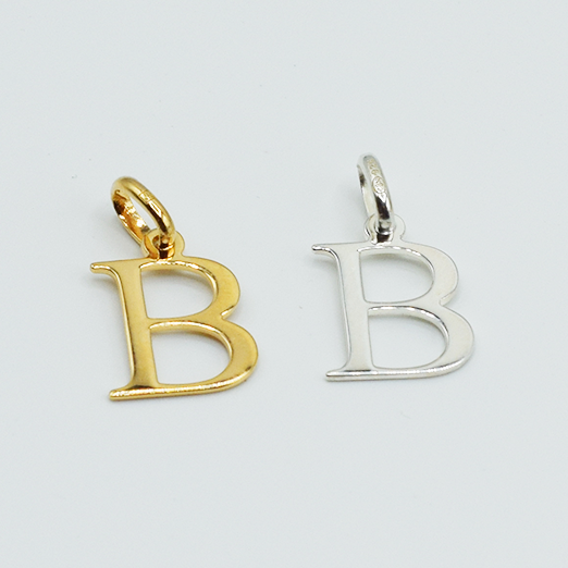 B - Pendentif Lettres Alphabétiques (Argent 925 ou Plaqué Or)