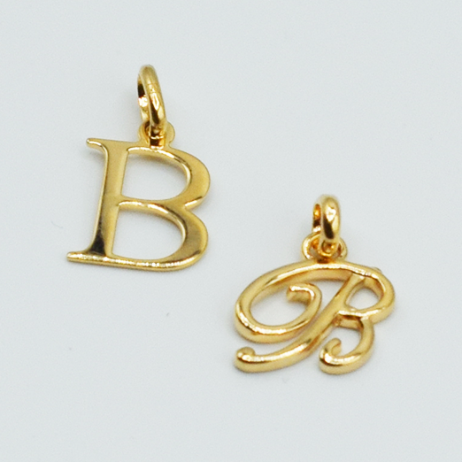 B - Pendentif Lettres Alphabétiques (Argent 925 ou Plaqué Or)