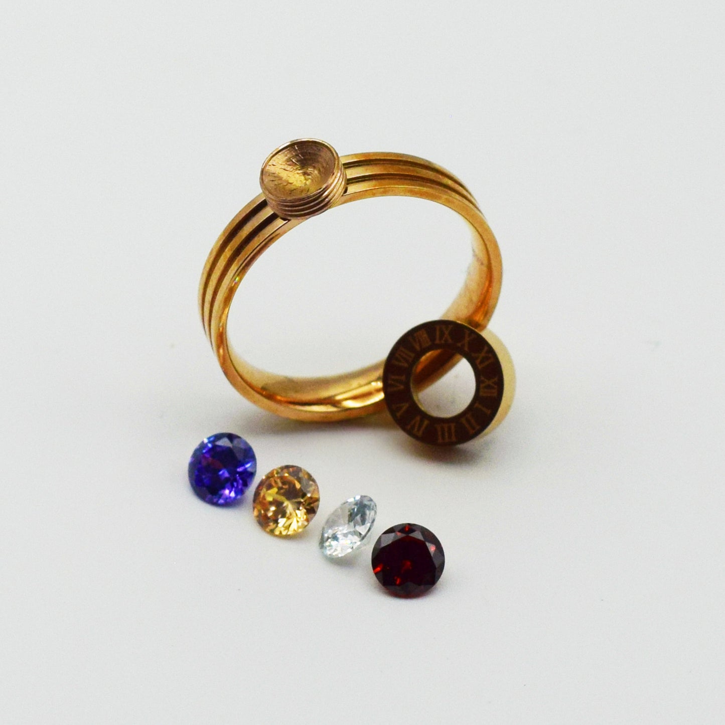 ACIER INOXYDABLE - Bague 4en1 Interchangeable Chiffre Romains