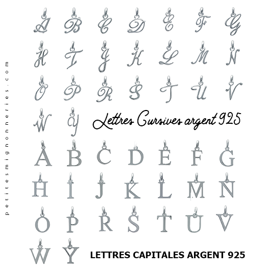 D - Pendentif Lettres Alphabétiques (Argent 925 ou Plaqué Or)