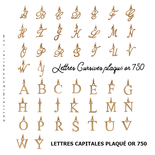 C - Pendentif Lettres Alphabétiques (Argent 925 ou Plaqué Or)