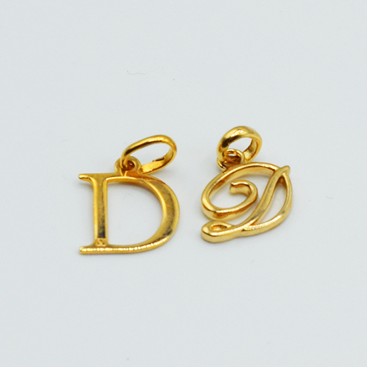 D - Pendentif Lettres Alphabétiques (Argent 925 ou Plaqué Or)