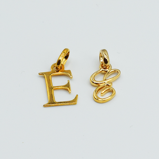 E - Pendentif Lettres Alphabétiques (Argent 925 ou Plaqué Or)