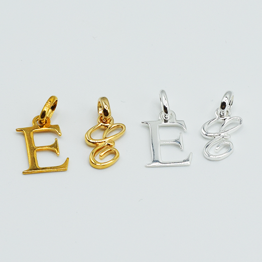 E - Pendentif Lettres Alphabétiques (Argent 925 ou Plaqué Or)