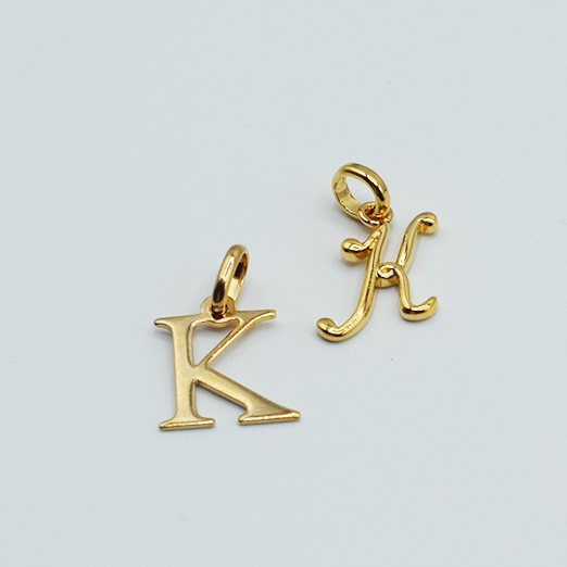 K - Pendentif Lettres Alphabétiques (Argent 925 ou Plaqué Or)