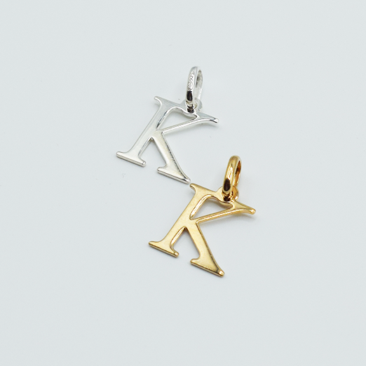 K - Pendentif Lettres Alphabétiques (Argent 925 ou Plaqué Or)