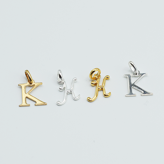 K - Pendentif Lettres Alphabétiques (Argent 925 ou Plaqué Or)
