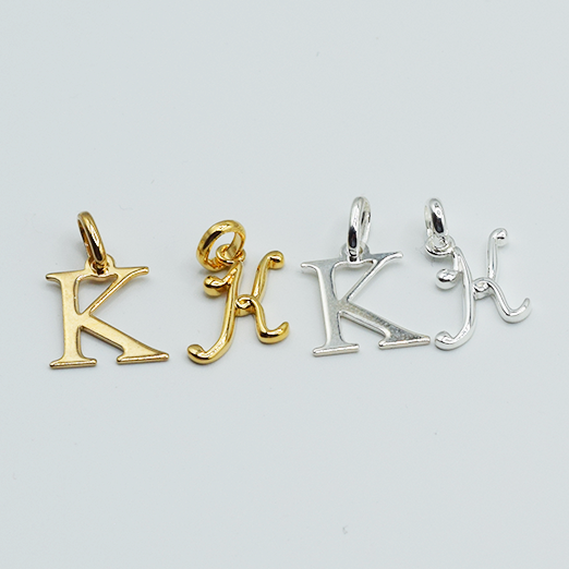 K - Pendentif Lettres Alphabétiques (Argent 925 ou Plaqué Or)