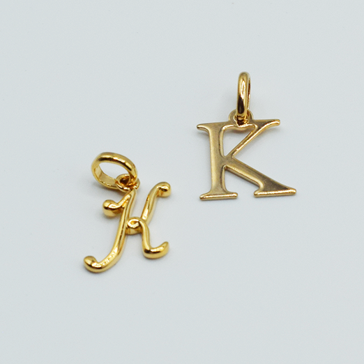 K - Pendentif Lettres Alphabétiques (Argent 925 ou Plaqué Or)