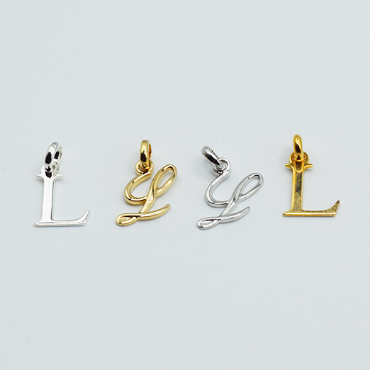 L - Lettres Initiales Alphabétiques (Argent 925 ou Plaqué Or)