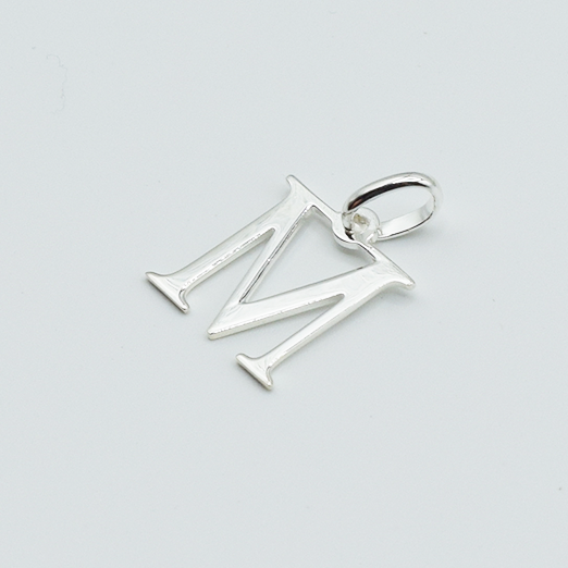 M - Pendentif Lettres Alphabétiques (Argent 925 ou Plaqué Or)