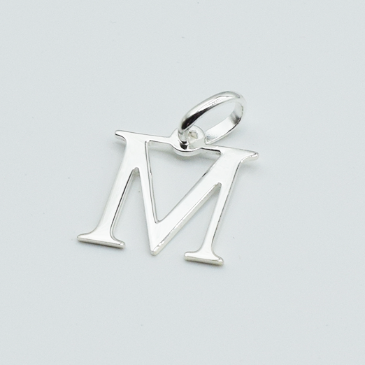 M - Pendentif Lettres Alphabétiques (Argent 925 ou Plaqué Or)