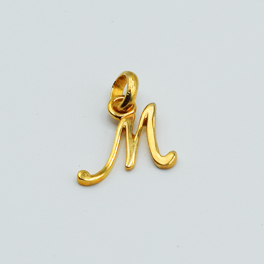 M - Pendentif Lettres Alphabétiques (Argent 925 ou Plaqué Or)