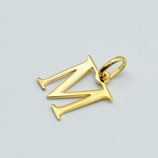 M - Pendentif Lettres Alphabétiques (Argent 925 ou Plaqué Or)