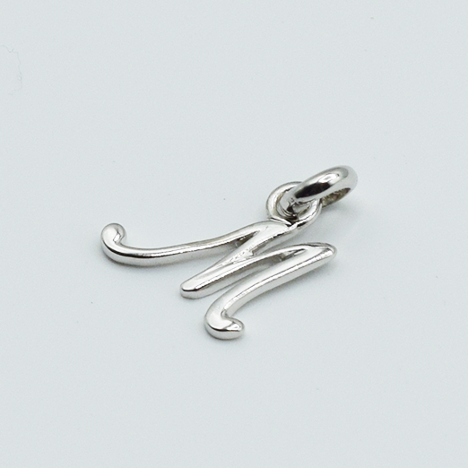 M - Pendentif Lettres Alphabétiques (Argent 925 ou Plaqué Or)