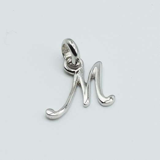 M - Pendentif Lettres Alphabétiques (Argent 925 ou Plaqué Or)