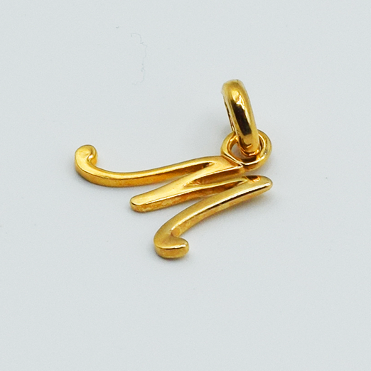 M - Pendentif Lettres Alphabétiques (Argent 925 ou Plaqué Or)