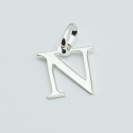 N - Pendentif Lettres Alphabétiques (Argent 925 ou Plaqué Or)