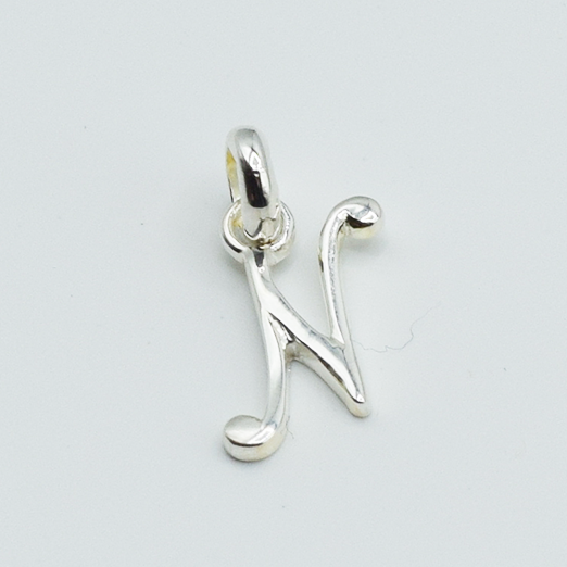 N - Pendentif Lettres Alphabétiques (Argent 925 ou Plaqué Or)
