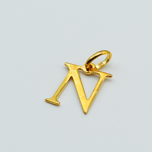 N - Pendentif Lettres Alphabétiques (Argent 925 ou Plaqué Or)