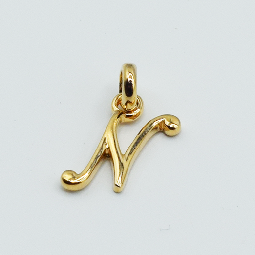 N - Pendentif Lettres Alphabétiques (Argent 925 ou Plaqué Or)