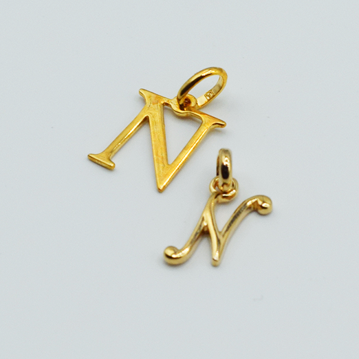 N - Pendentif Lettres Alphabétiques (Argent 925 ou Plaqué Or)