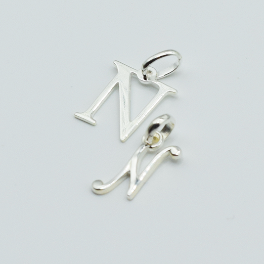 N - Pendentif Lettres Alphabétiques (Argent 925 ou Plaqué Or)