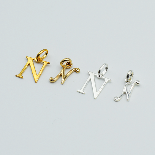 N - Pendentif Lettres Alphabétiques (Argent 925 ou Plaqué Or)