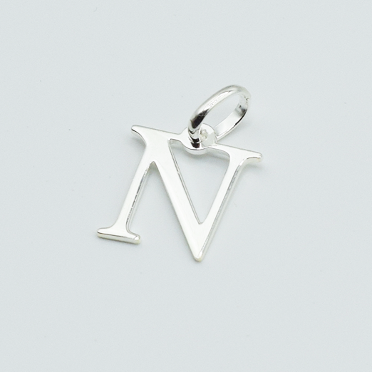 N - Pendentif Lettres Alphabétiques (Argent 925 ou Plaqué Or)