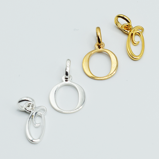 O - Pendentif Lettres Alphabétiques (Argent 925 ou Plaqué Or)