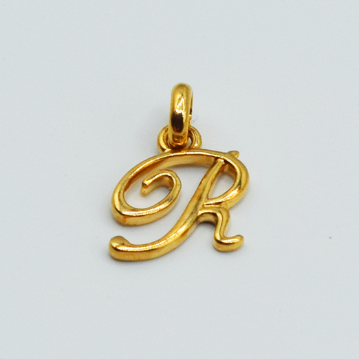 R - Pendentif Lettres Alphabétiques (Argent 925 ou Plaqué Or)