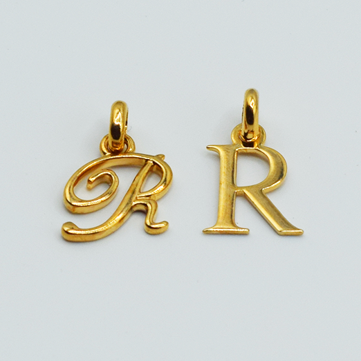 R - Pendentif Lettres Alphabétiques (Argent 925 ou Plaqué Or)