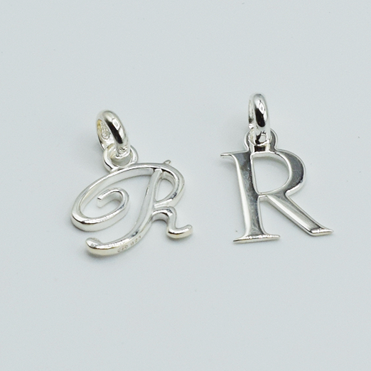 R - Pendentif Lettres Alphabétiques (Argent 925 ou Plaqué Or)