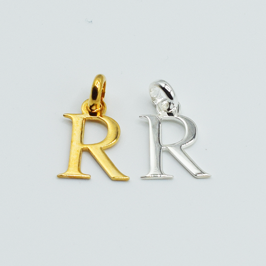 R - Pendentif Lettres Alphabétiques (Argent 925 ou Plaqué Or)