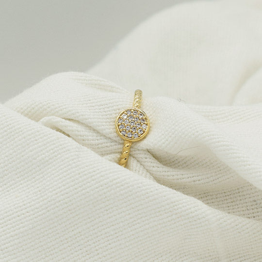 PLAQUE OR ou ARGENT 925 - Bague Hélia Rond Oxyde de Zirconium