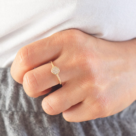 PLAQUE OR ou ARGENT 925 - Bague Hélia Rond Oxyde de Zirconium