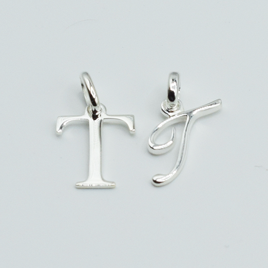 T - Pendentif Lettres Alphabétiques (Argent 925 ou Plaqué Or)