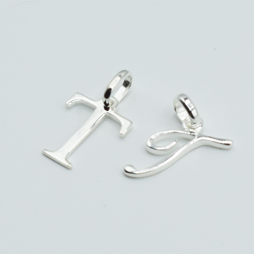 T - Pendentif Lettres Alphabétiques (Argent 925 ou Plaqué Or)
