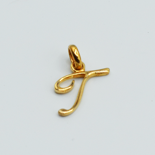 T - Pendentif Lettres Alphabétiques (Argent 925 ou Plaqué Or)