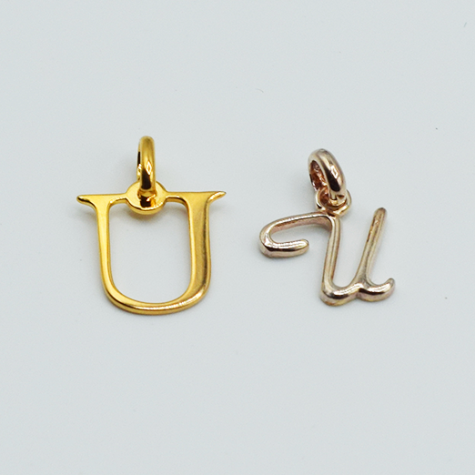 U - Pendentif Lettres Alphabétiques (Argent 925 ou Plaqué Or)