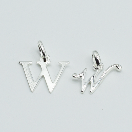 W - Pendentif Lettres Alphabétiques (Argent 925 ou Plaqué Or)