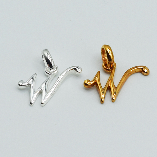 W - Pendentif Lettres Alphabétiques (Argent 925 ou Plaqué Or)