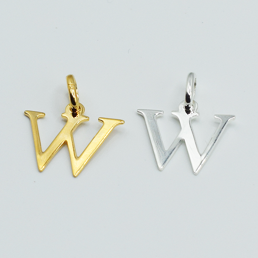 W - Pendentif Lettres Alphabétiques (Argent 925 ou Plaqué Or)