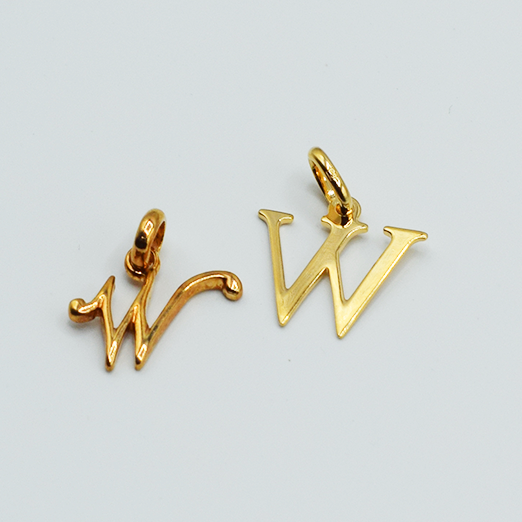 W - Pendentif Lettres Alphabétiques (Argent 925 ou Plaqué Or)