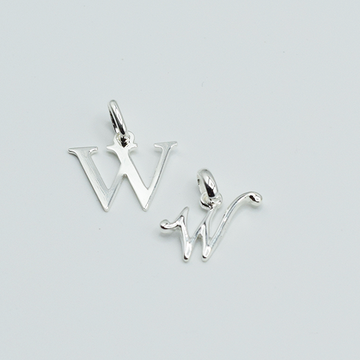 W - Pendentif Lettres Alphabétiques (Argent 925 ou Plaqué Or)